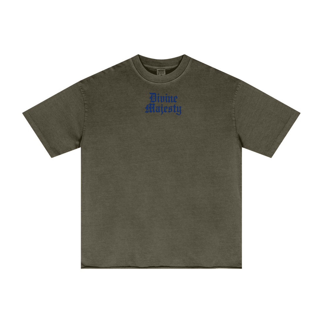 275GSM Men's Double-Yarn Raw-Edge Pigment-Wash T-Shirt Dark green