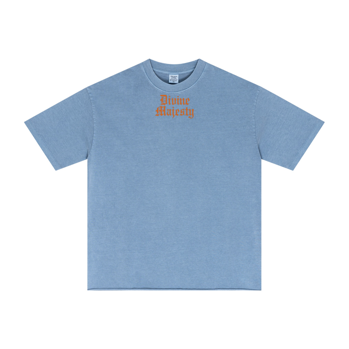 275GSM Men's Double-Yarn Raw-Edge Pigment-Wash T-Shirt Blue