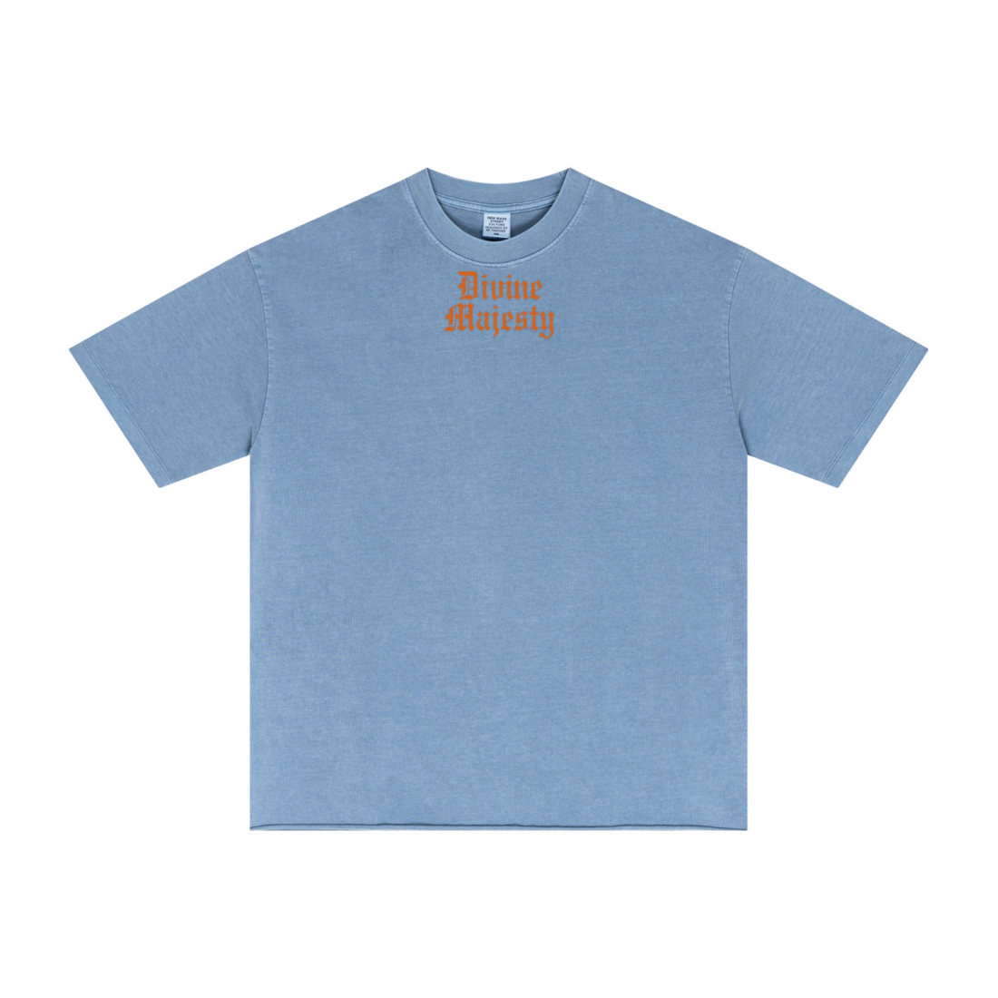275GSM Men's Double-Yarn Raw-Edge Pigment-Wash T-Shirt Blue