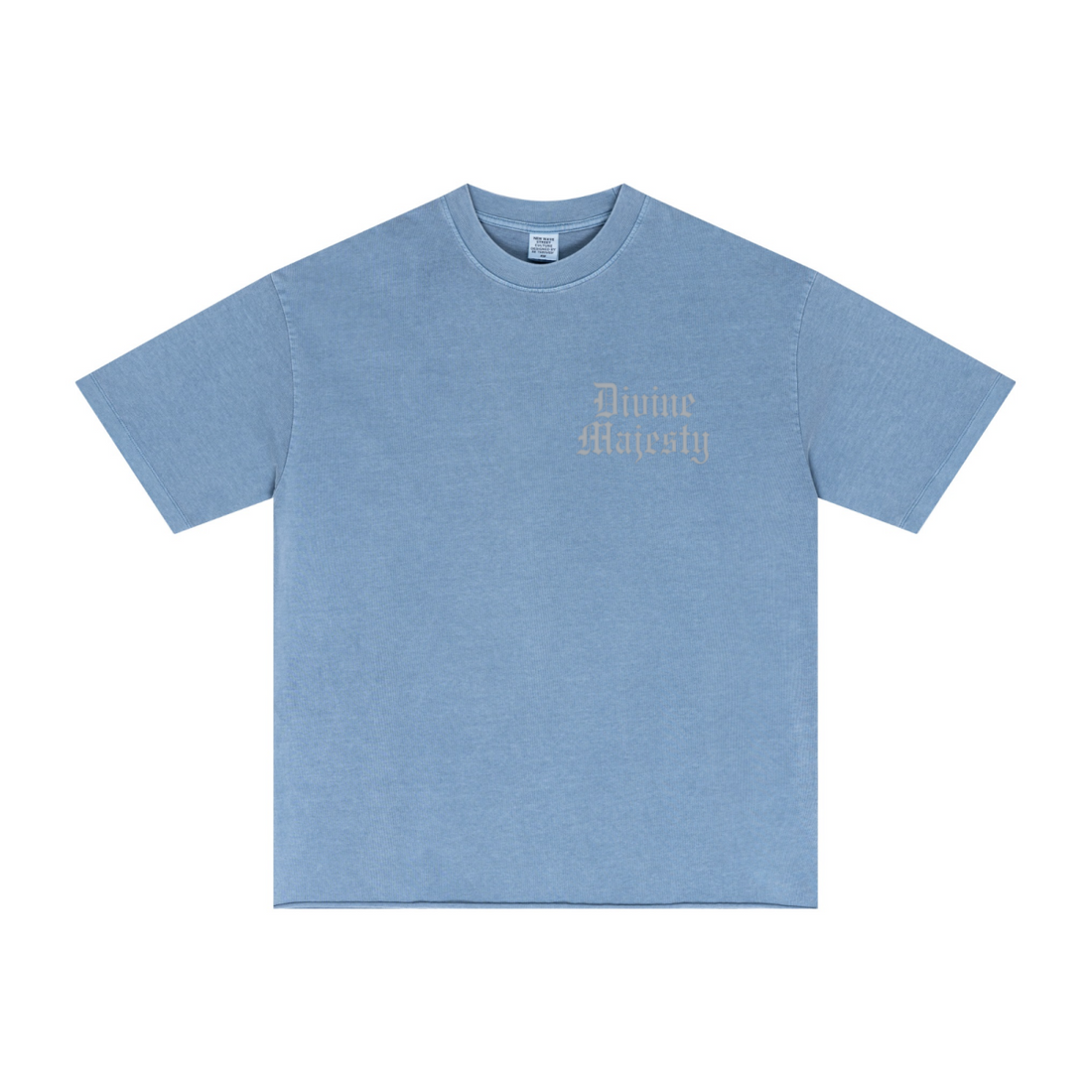 275GSM Men's Double-Yarn Raw-Edge Pigment-Wash T-Shirt Blue