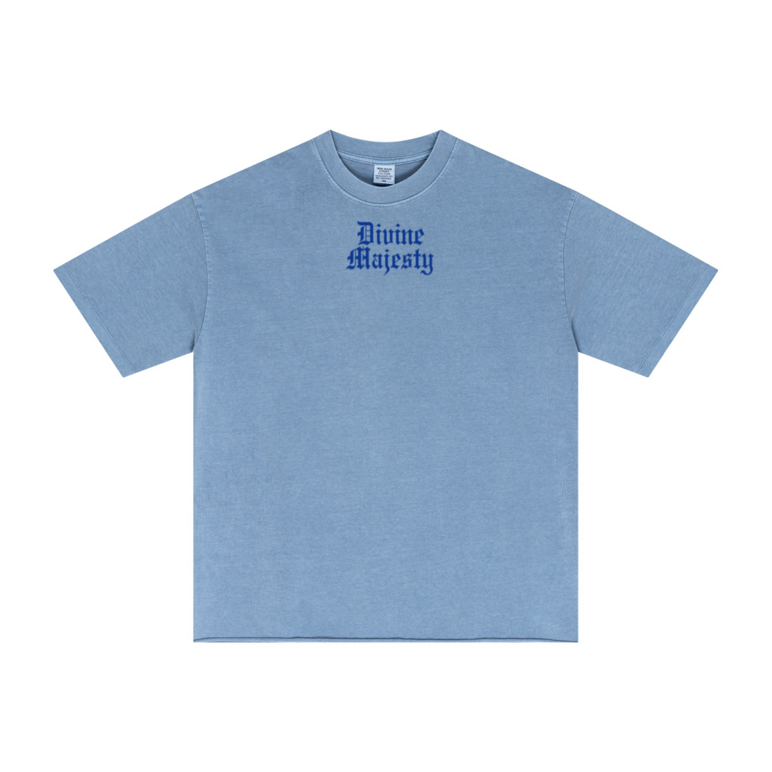 275GSM Men's Double-Yarn Raw-Edge Pigment-Wash T-Shirt Blue