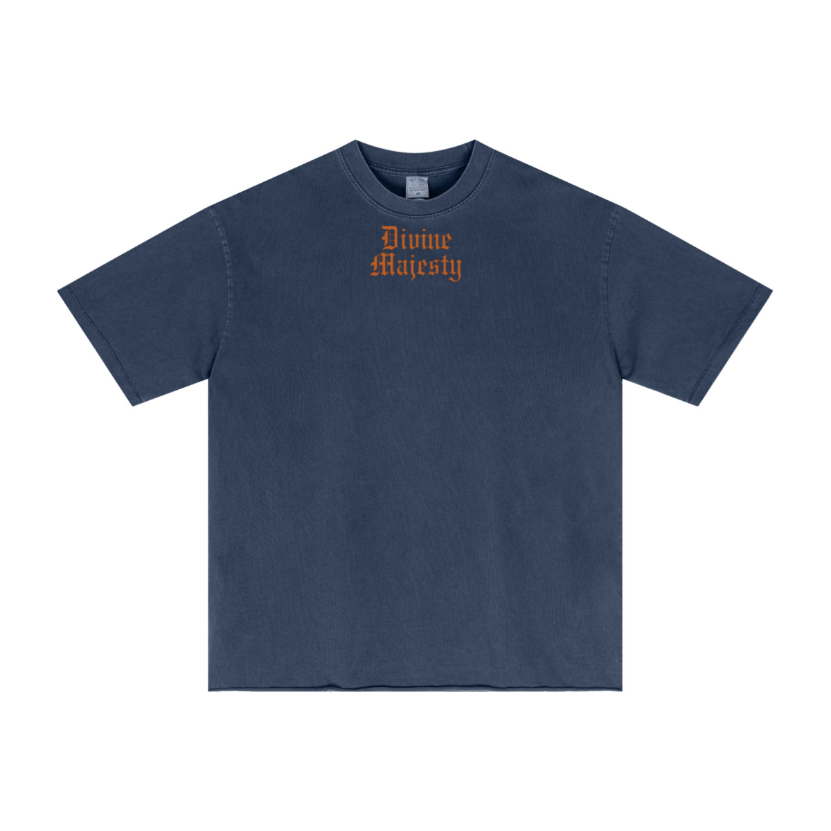 275GSM Men's Double-Yarn Raw-Edge Pigment-Wash T-Shirt Dark blue
