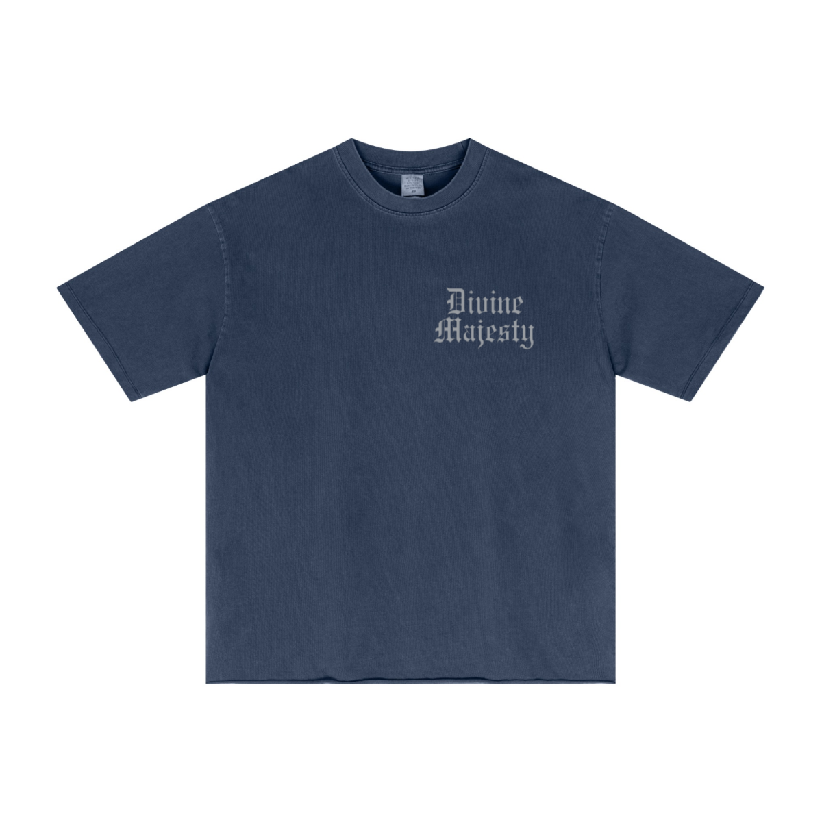 275GSM Men's Double-Yarn Raw-Edge Pigment-Wash T-Shirt Dark blue