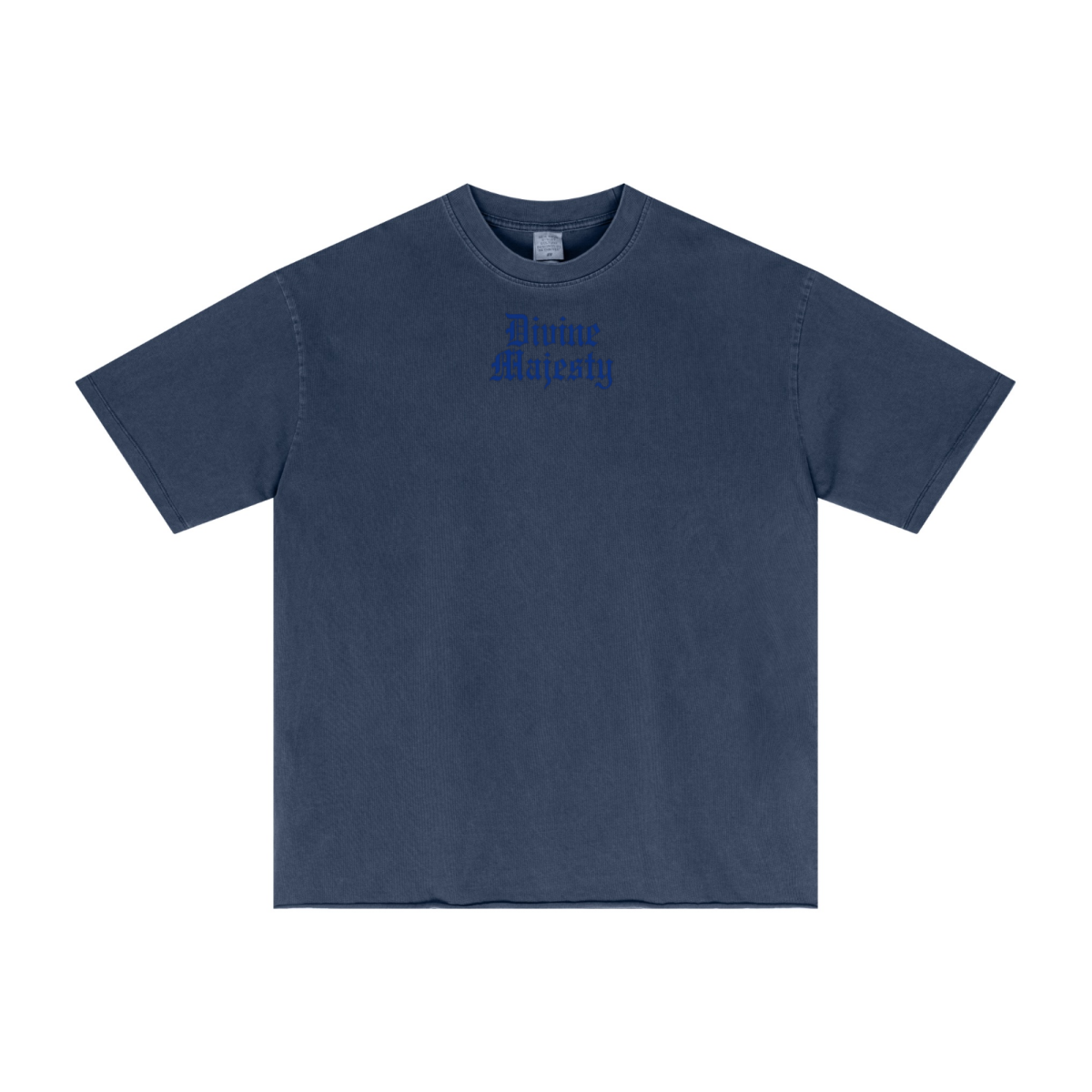 275GSM Men's Double-Yarn Raw-Edge Pigment-Wash T-Shirt Dark blue