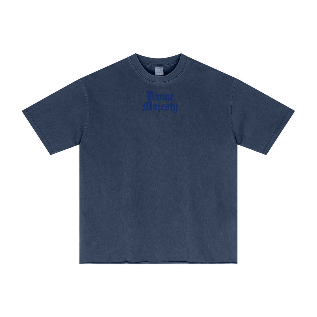 275GSM Men's Double-Yarn Raw-Edge Pigment-Wash T-Shirt Dark blue