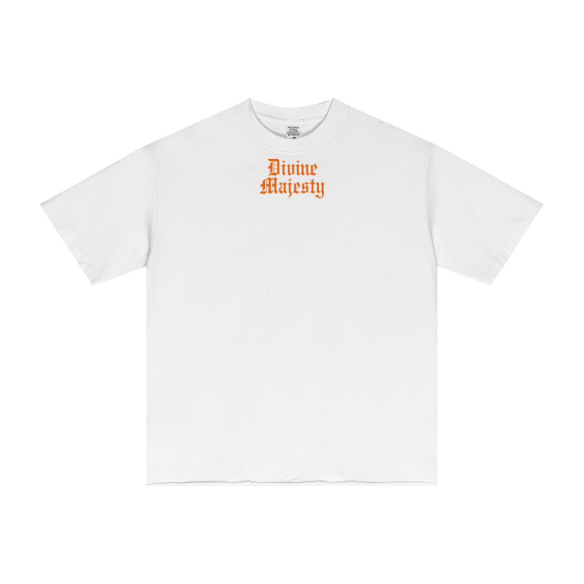 275GSM Men's Double-Yarn Raw-Edge Pigment-Wash T-Shirt White