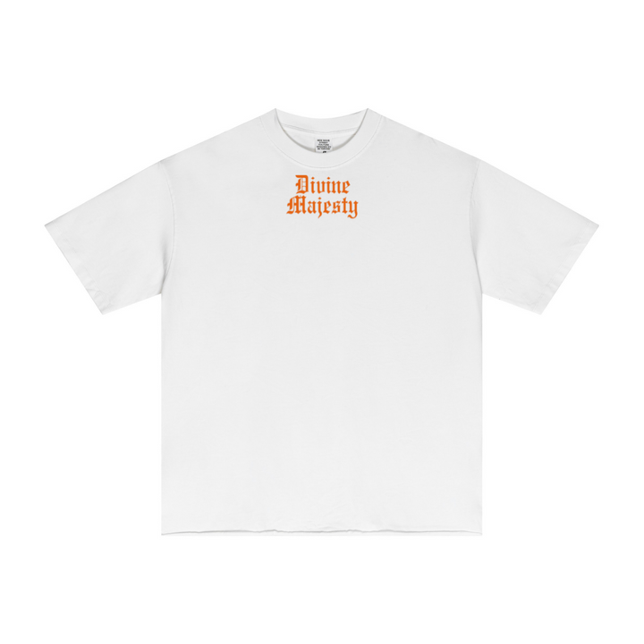 275GSM Men's Double-Yarn Raw-Edge Pigment-Wash T-Shirt White