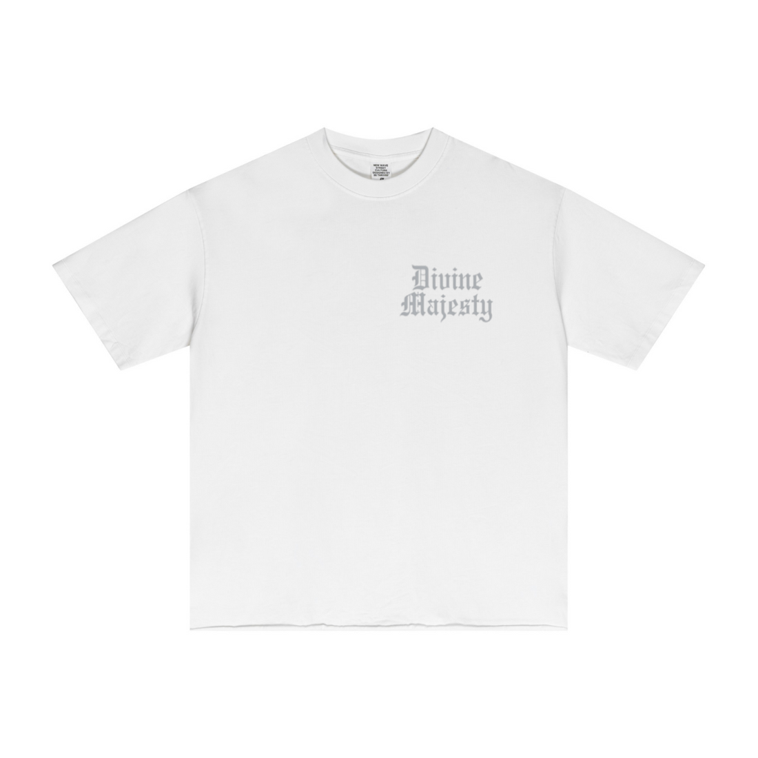 275GSM Men's Double-Yarn Raw-Edge Pigment-Wash T-Shirt White