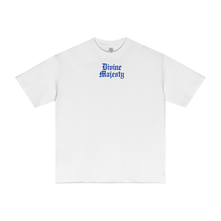 275GSM Men's Double-Yarn Raw-Edge Pigment-Wash T-Shirt White
