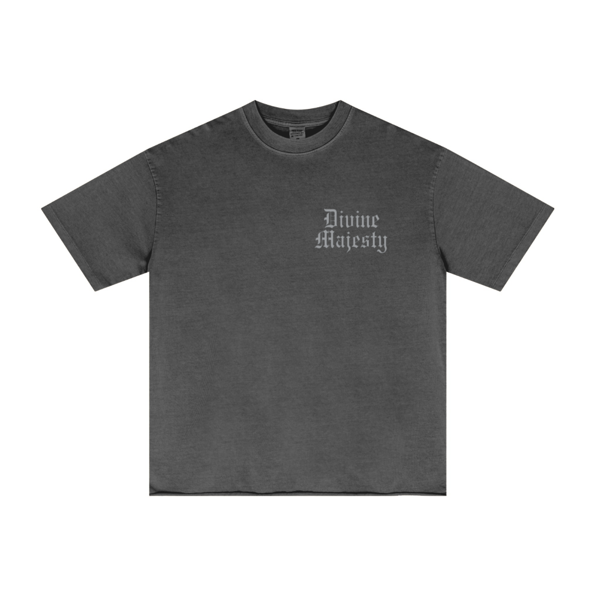 275GSM Men's Double-Yarn Raw-Edge Pigment-Wash T-Shirt Dark grey