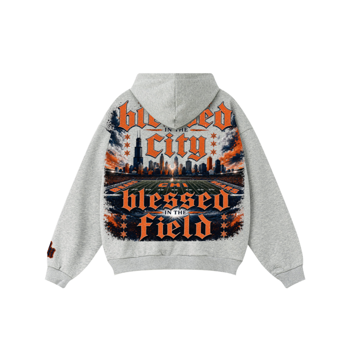 360GSM Unisex Fall&Winter Solid-Color Loopback Hoodie Heather Gray