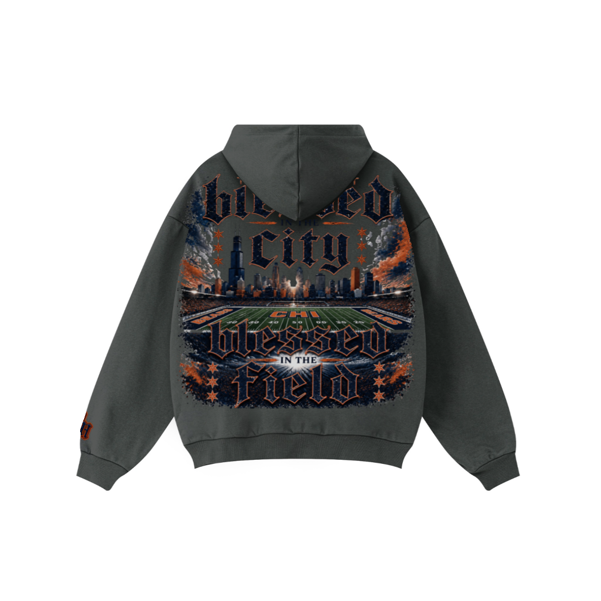 360GSM Unisex Fall&Winter Solid-Color Loopback Hoodie Charcoal