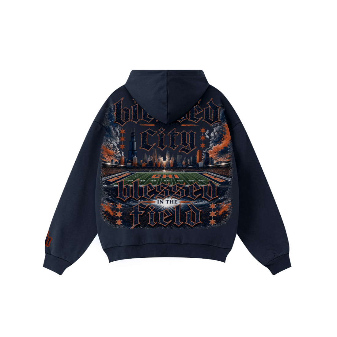 360GSM Unisex Fall&Winter Solid-Color Loopback Hoodie Midnight Navy