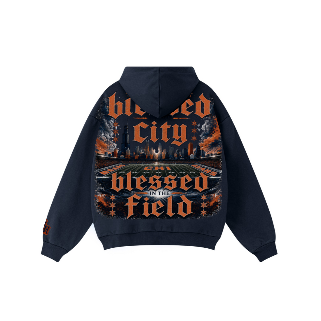 360GSM Unisex Fall&Winter Solid-Color Loopback Hoodie Midnight Navy