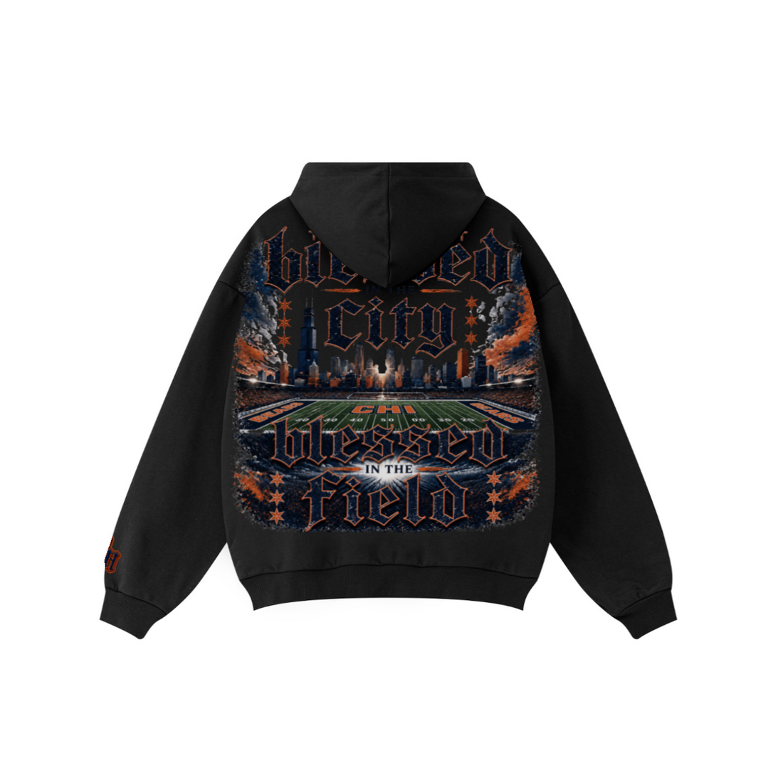 360GSM Unisex Fall&Winter Solid-Color Loopback Hoodie Black