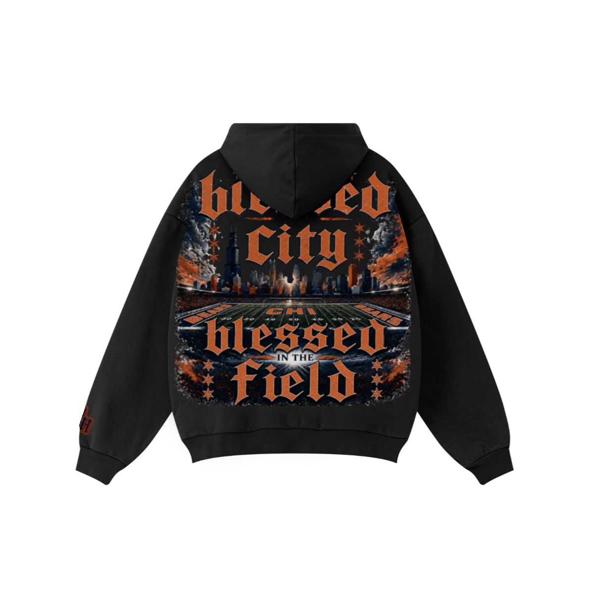360GSM Unisex Fall&Winter Solid-Color Loopback Hoodie Black