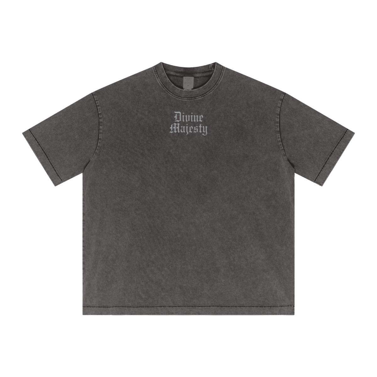 285GSM Unisex Distressed Snow-Wash Batik Plain Fabric T-shirt Dark gray