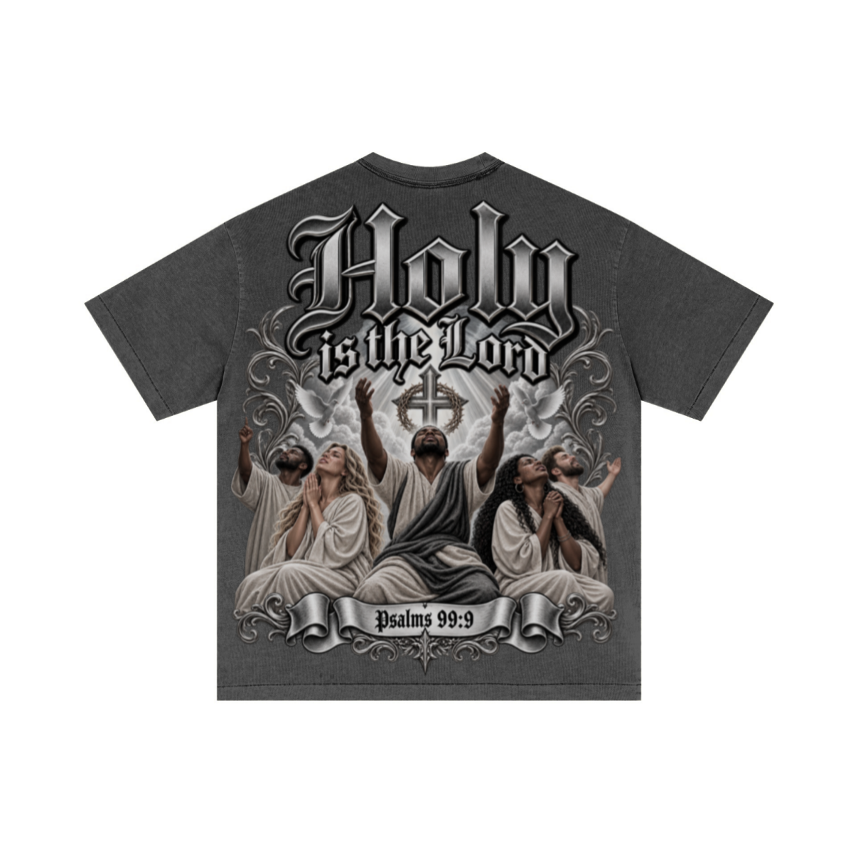 275GSM Unisex Double-Yarn 100% Cotton Plain-Wash T-shirt Dark Grey