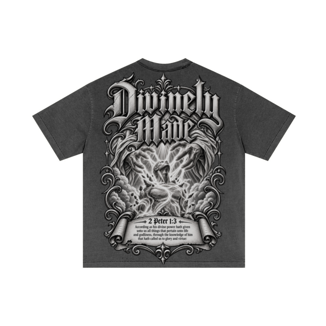 275GSM Unisex Double-Yarn 100% Cotton Plain-Wash T-shirt Dark Grey