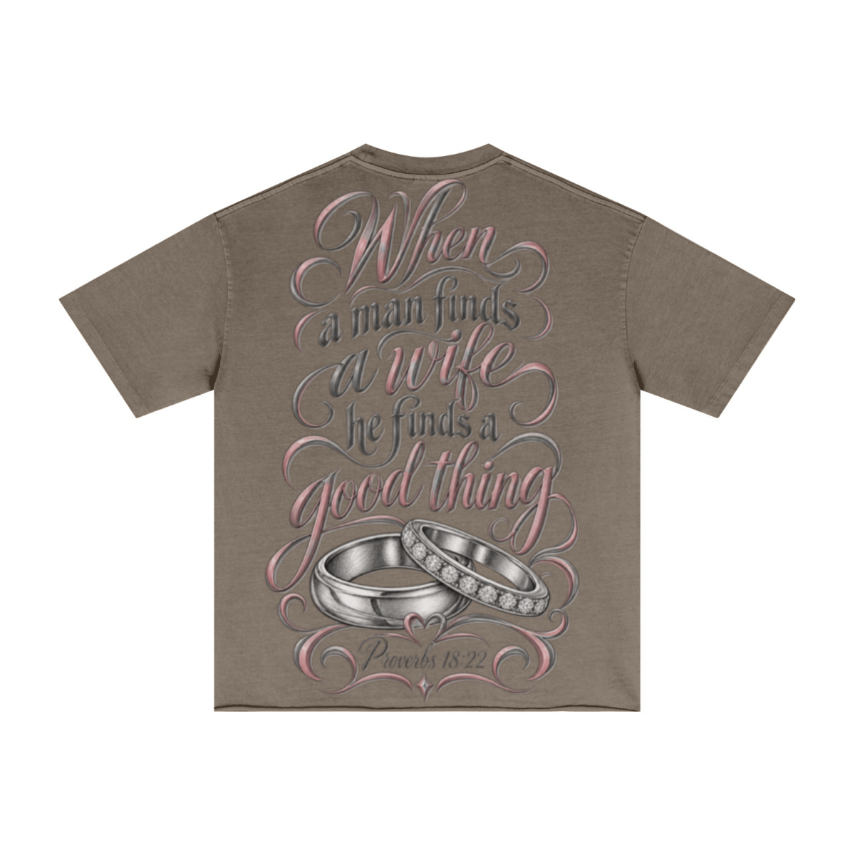 275GSM Women's Double-Yarn Raw-Edge Pigment-Wash T-Shirt Brown