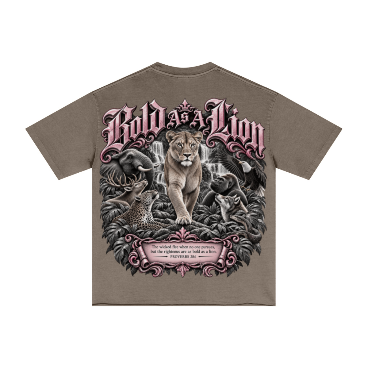 275GSM Women's Double-Yarn Raw-Edge Pigment-Wash T-Shirt Brown