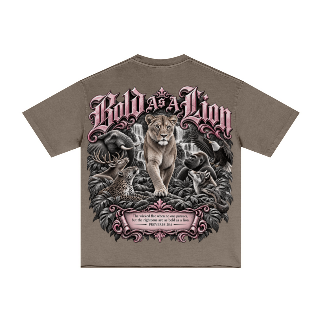 275GSM Women's Double-Yarn Raw-Edge Pigment-Wash T-Shirt Brown