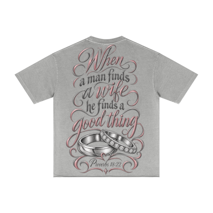 275GSM Women's Double-Yarn Raw-Edge Pigment-Wash T-Shirt Light grey