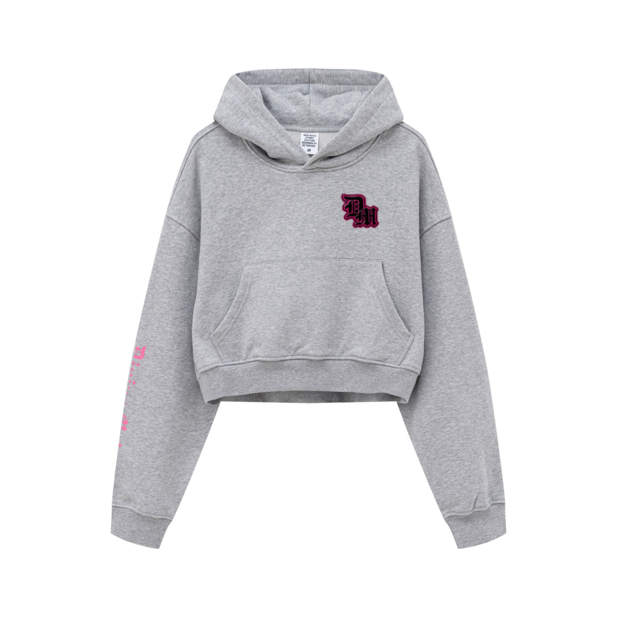 445GSM Women’s Cropped French Terry Hoodie Marled Gray