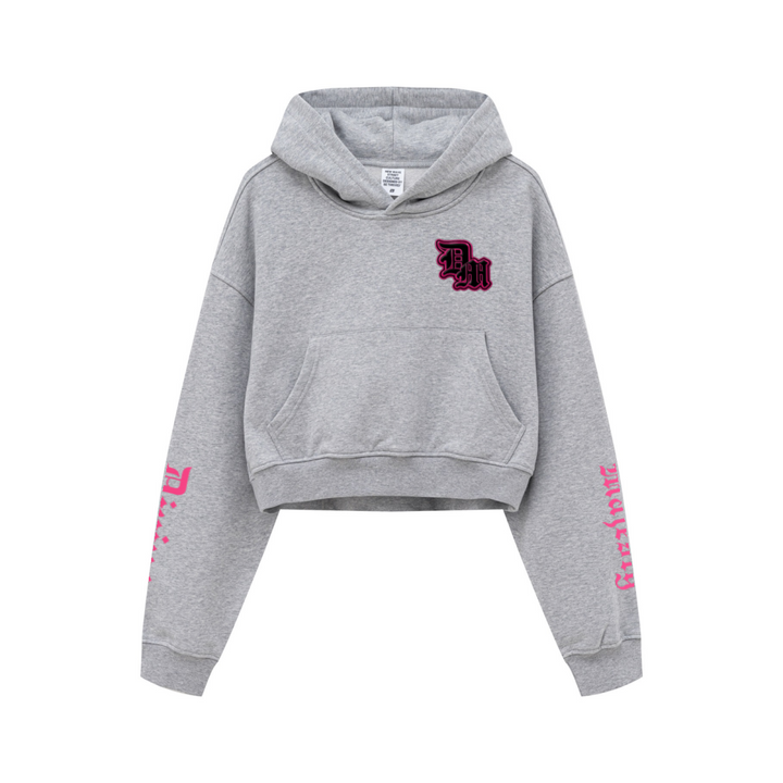 445GSM Women’s Cropped French Terry Hoodie Marled Gray