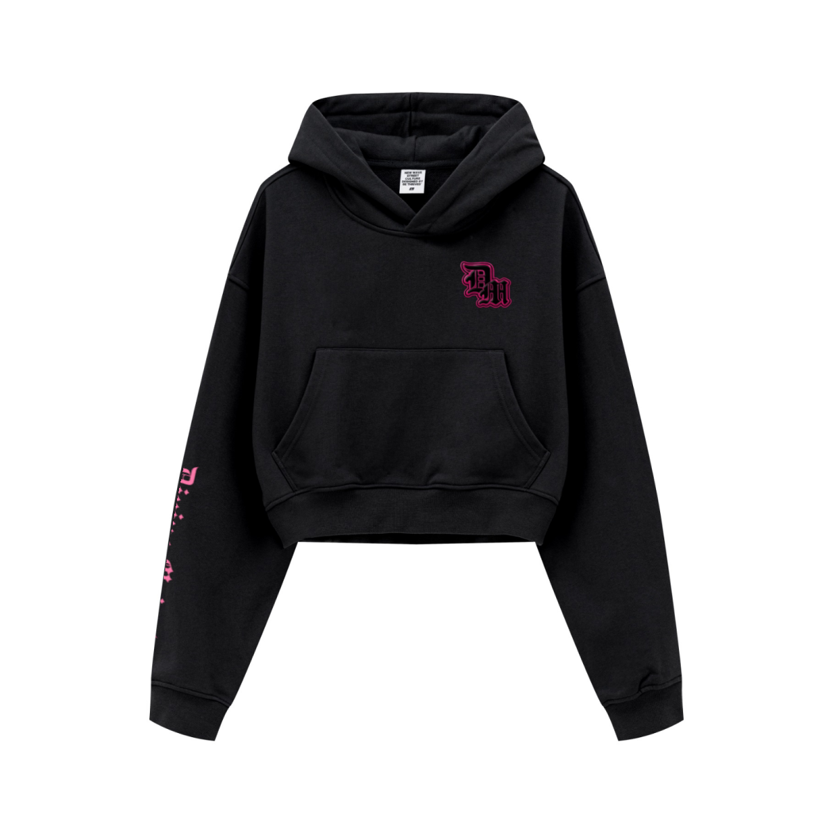 445GSM Women’s Cropped French Terry Hoodie Reactive Black
