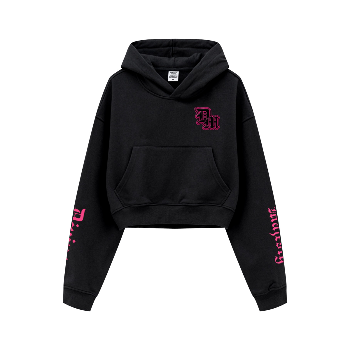 445GSM Women’s Cropped French Terry Hoodie Reactive Black