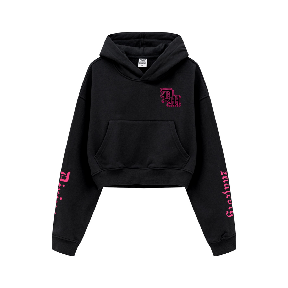 445GSM Women’s Cropped French Terry Hoodie Reactive Black