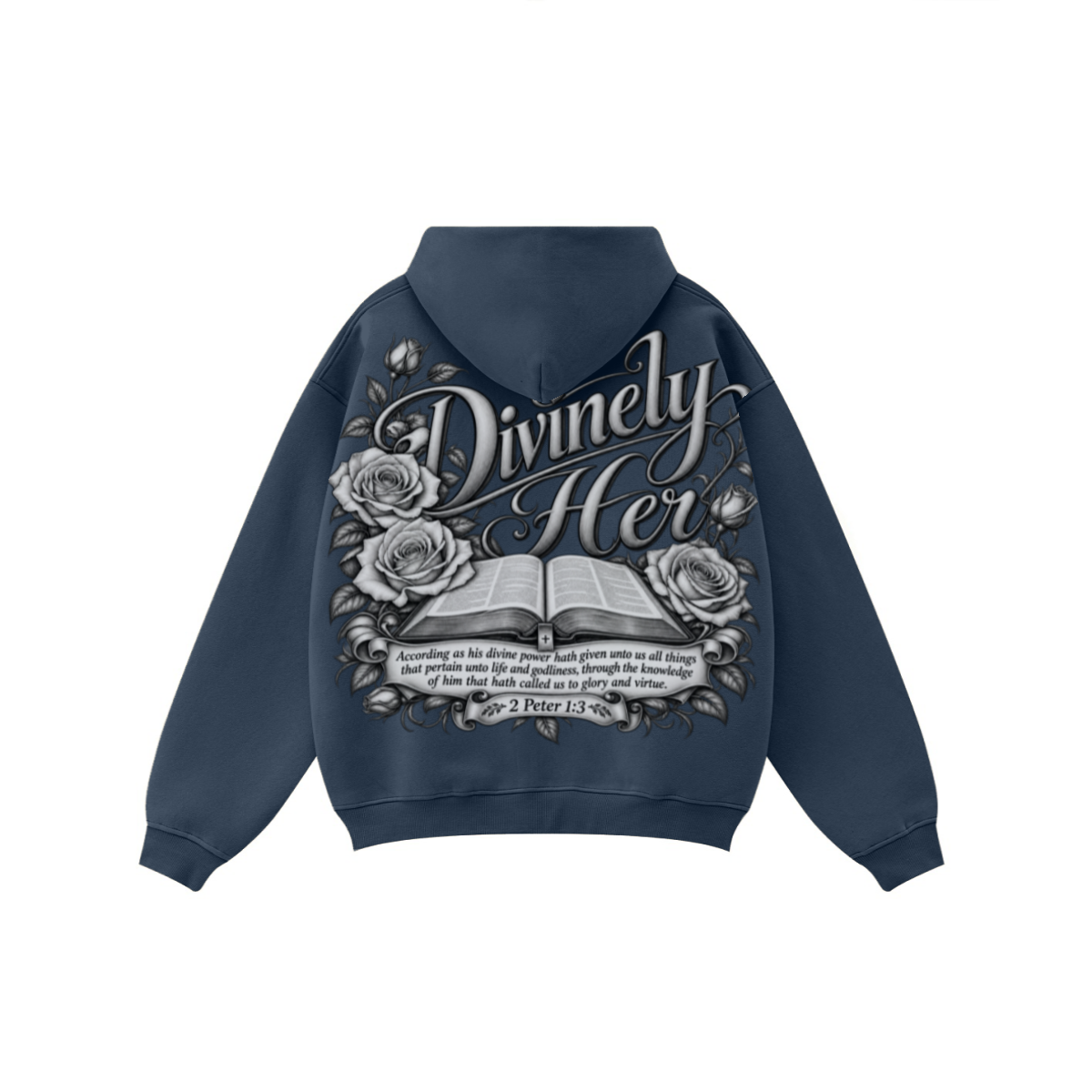 345GSM Women's Relaxed-Fit Fleece-Lined Zip-Up Hoodie Midnight Navy