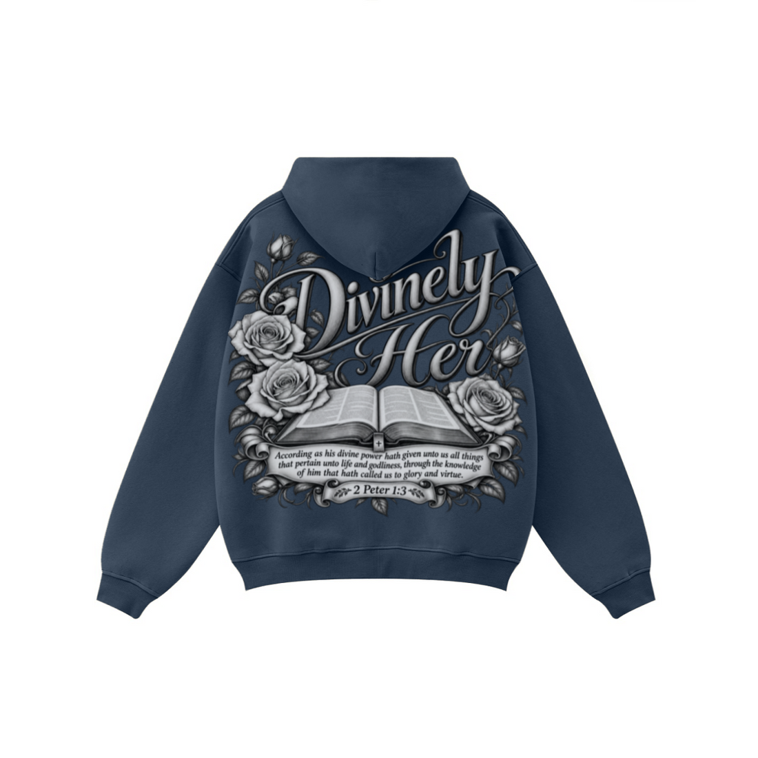 345GSM Women's Relaxed-Fit Fleece-Lined Zip-Up Hoodie Midnight Navy