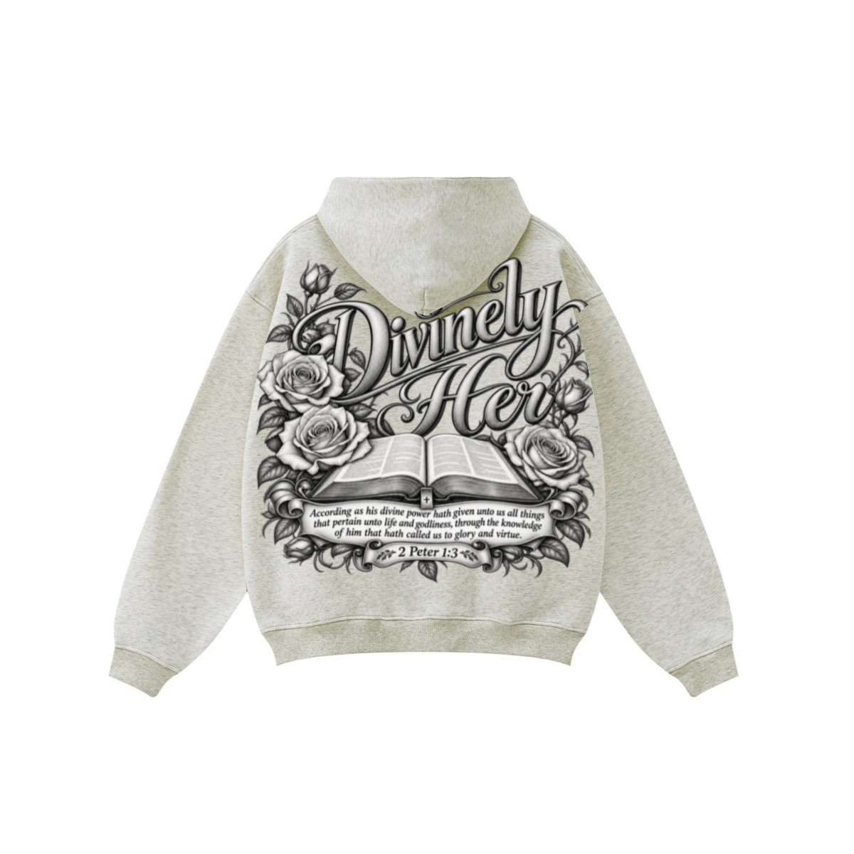 345GSM Women's Relaxed-Fit Fleece-Lined Zip-Up Hoodie Oatmeal Heather