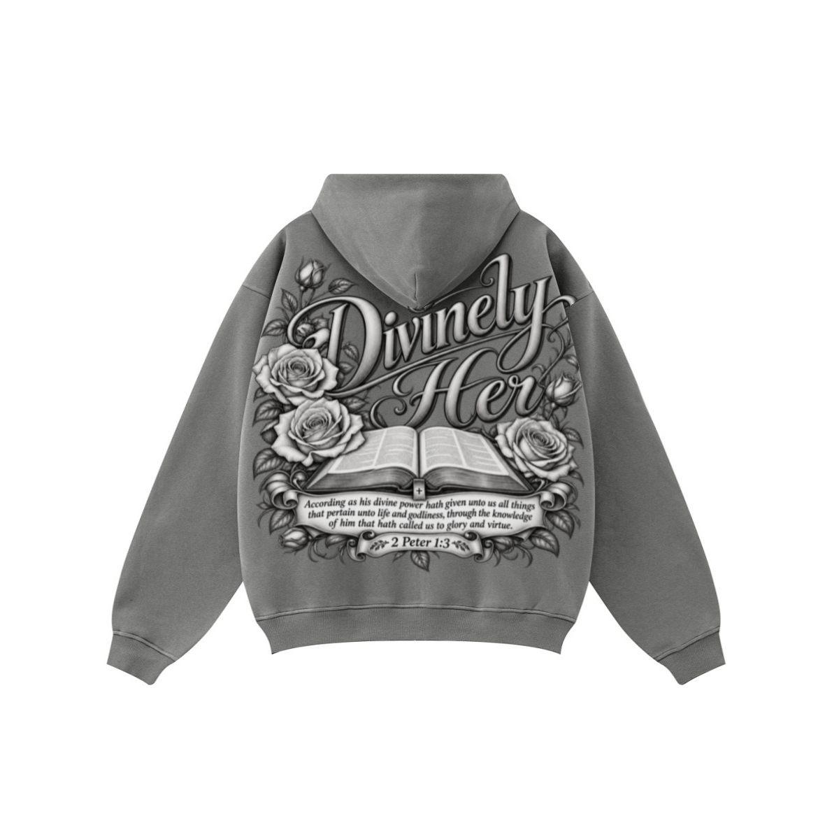 345GSM Women's Relaxed-Fit Fleece-Lined Zip-Up Hoodie Heather Gray