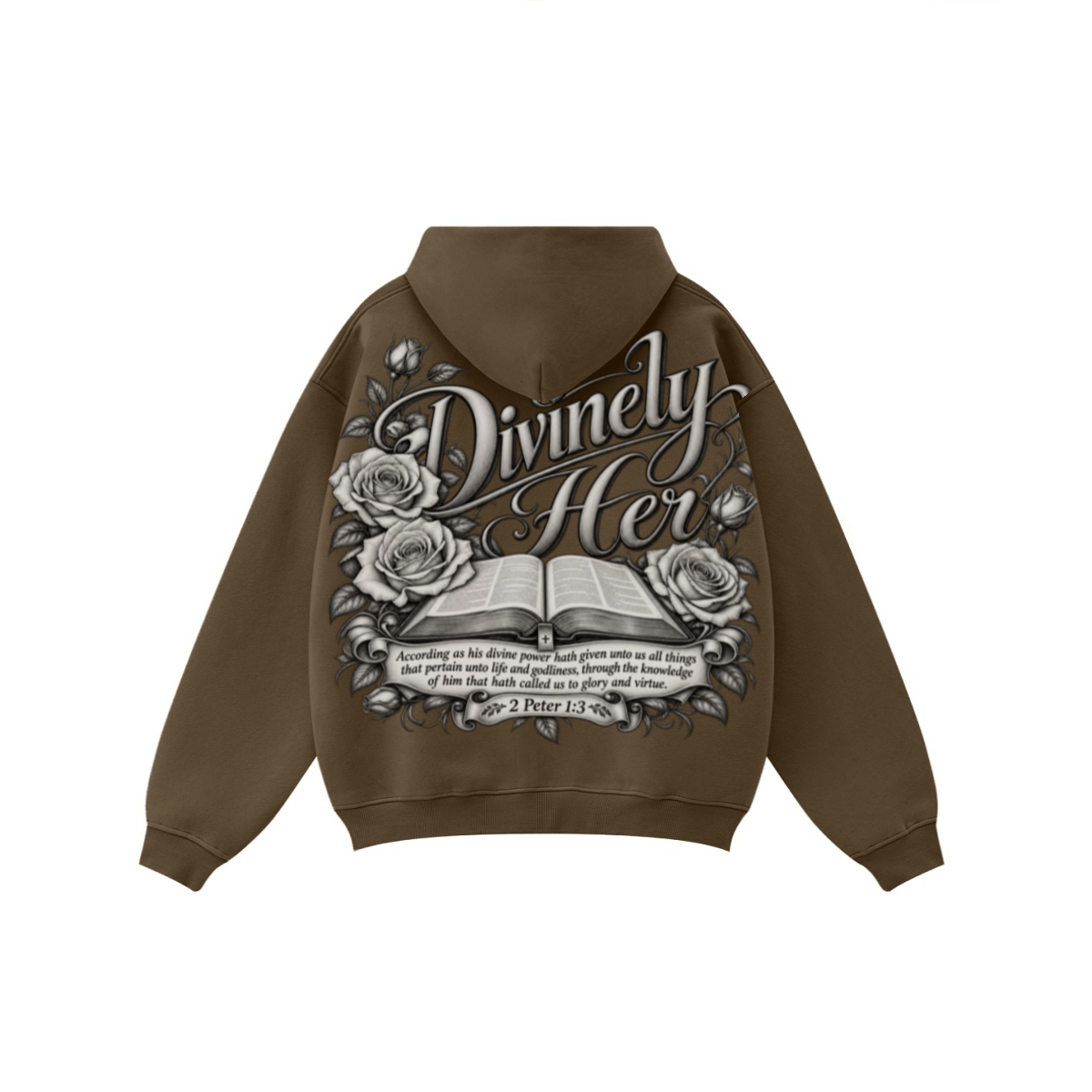 345GSM Women's Relaxed-Fit Fleece-Lined Zip-Up Hoodie Coffee Brown