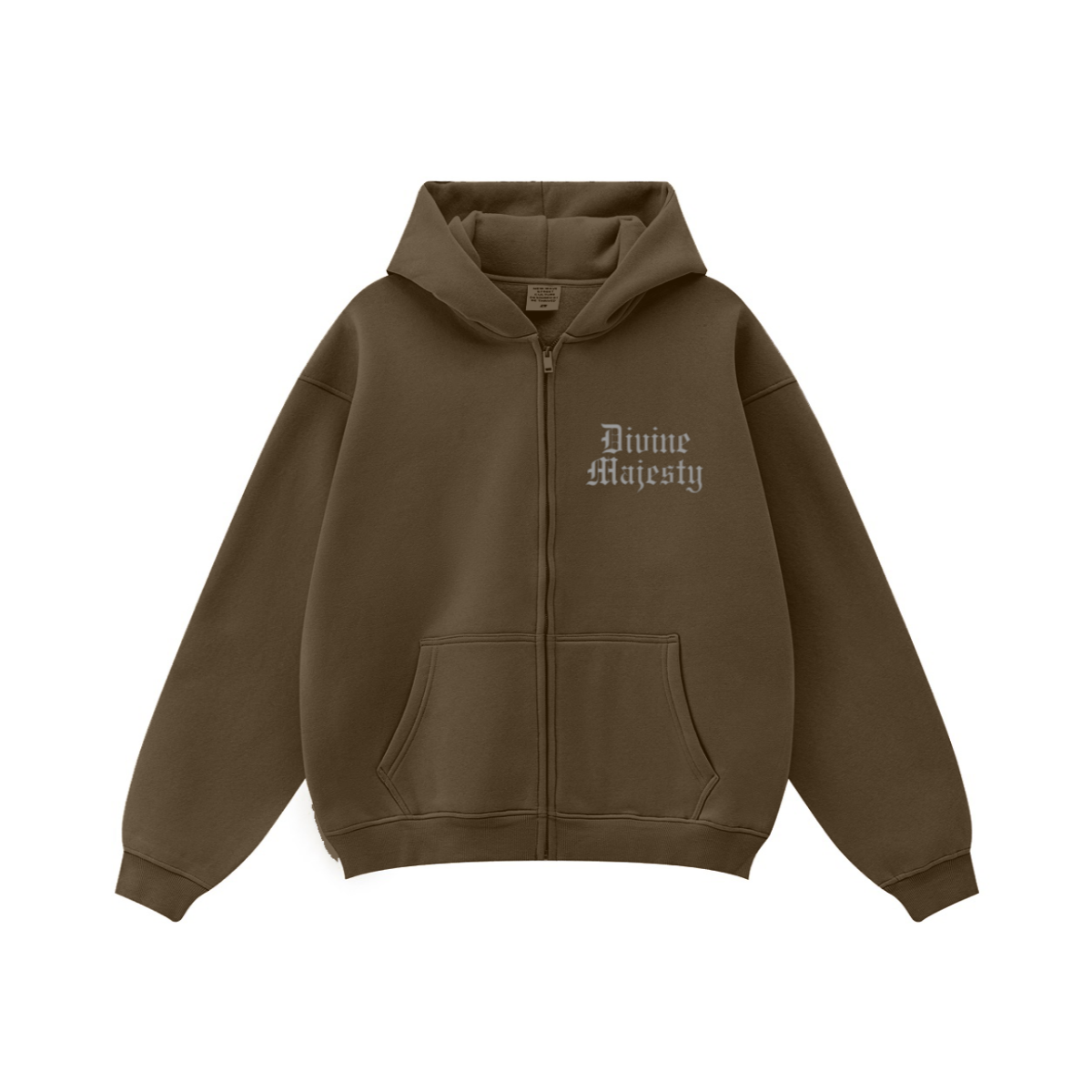 345GSM Women's Relaxed-Fit Fleece-Lined Zip-Up Hoodie Coffee Brown
