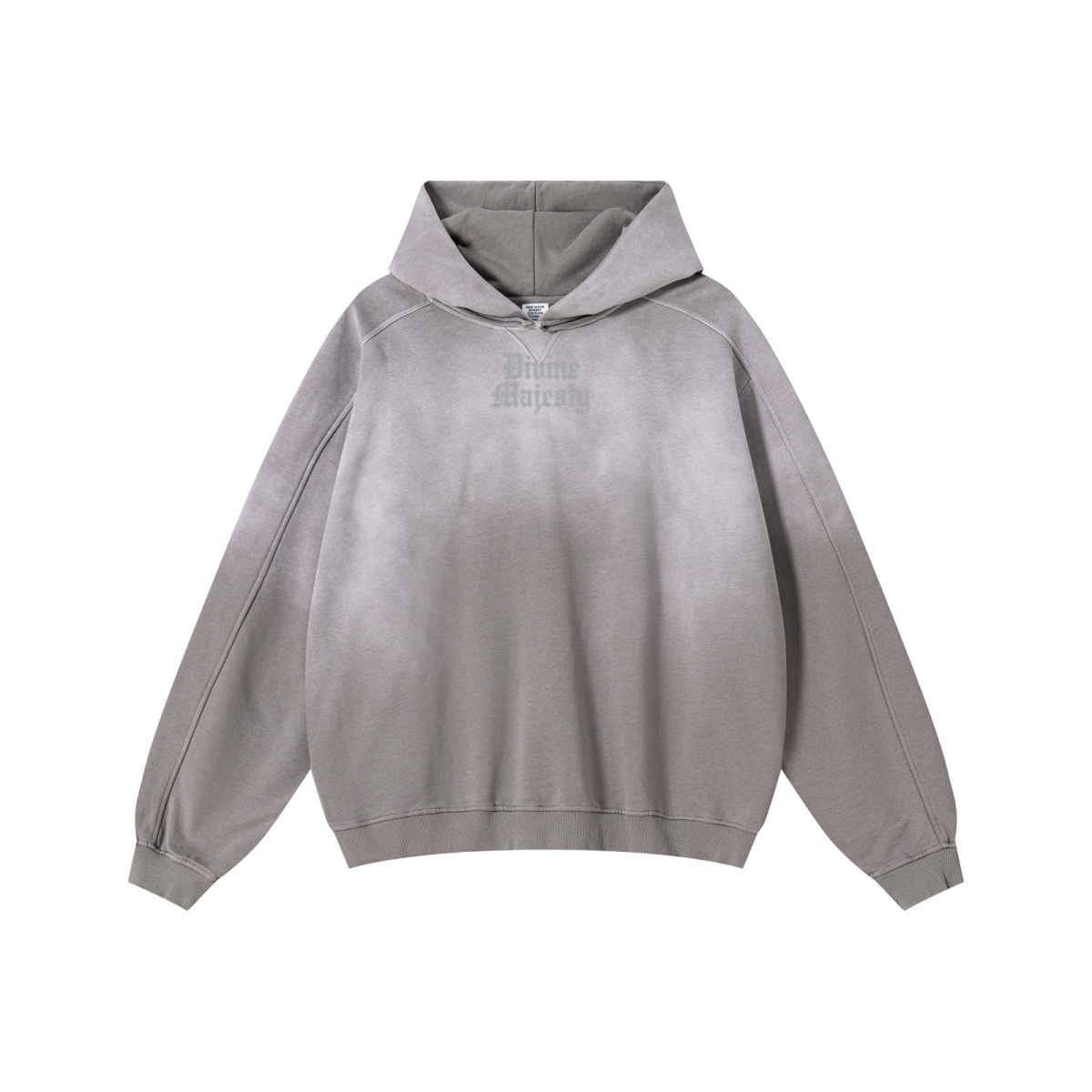 370GSM Unisex Monkey Wash Raw-Edge PP-Sprayed French Terry Hoodie Vintage Medium Grey