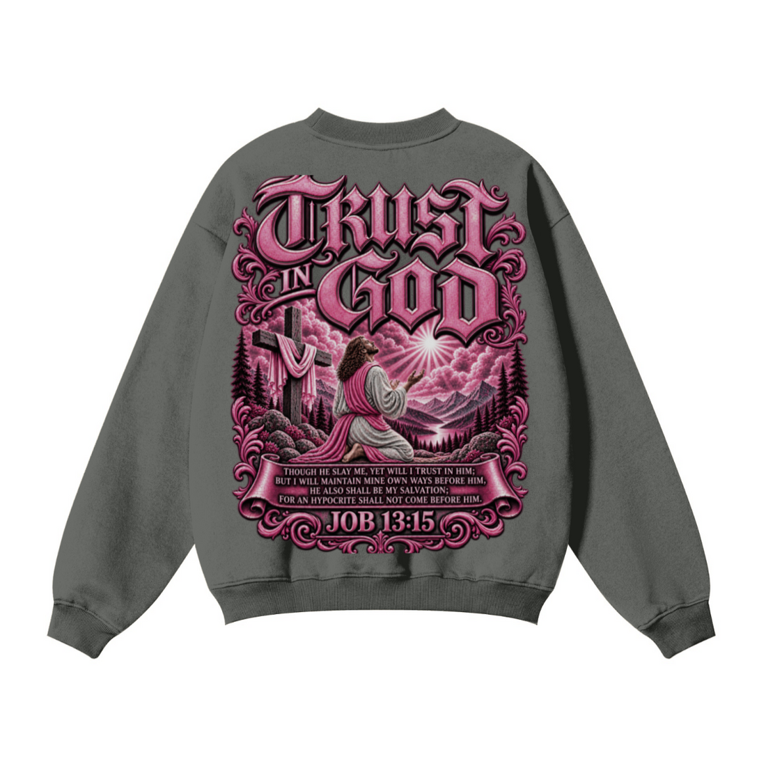 345GSM Women’s Solid-Color Crew Neck  Relaxed Fit Sweatshirt Gray