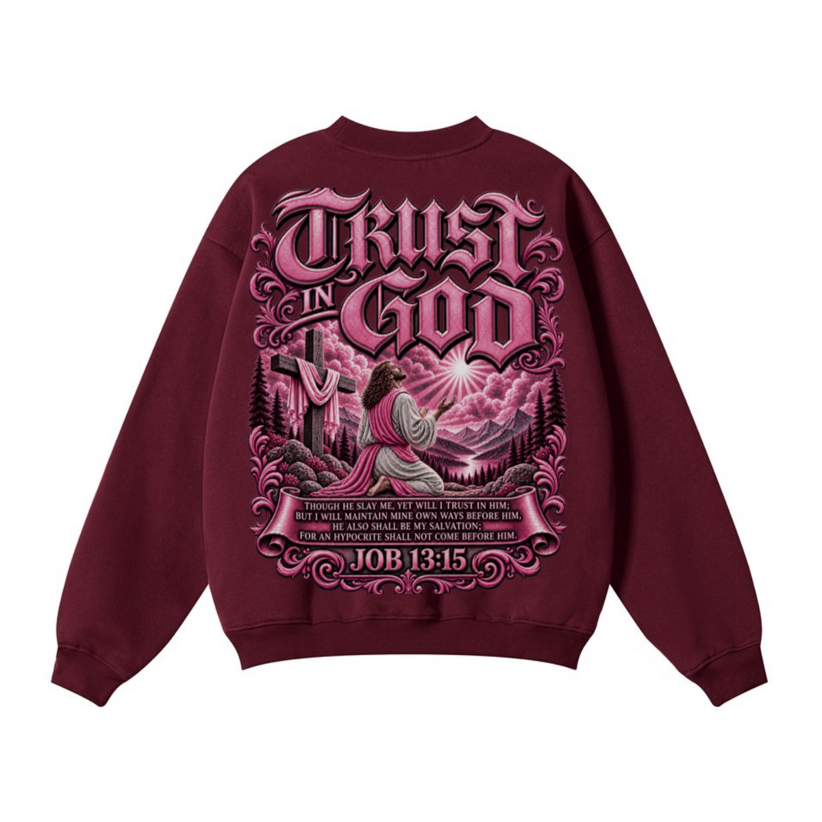 345GSM Women’s Solid-Color Crew Neck  Relaxed Fit Sweatshirt Deep Red