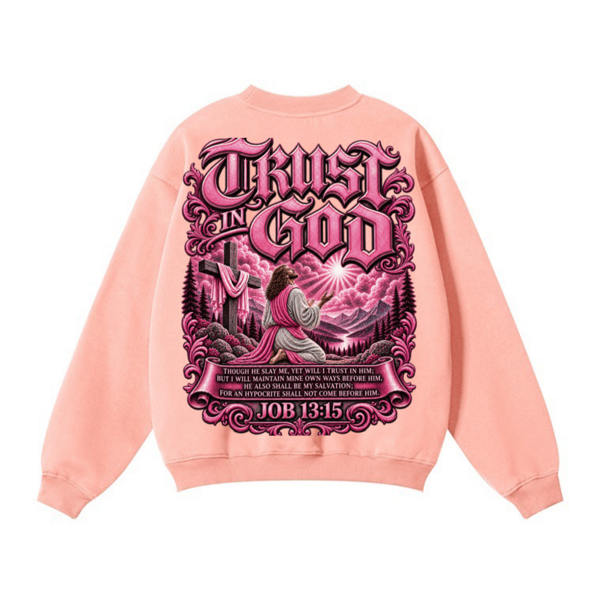 345GSM Women’s Solid-Color Crew Neck  Relaxed Fit Sweatshirt Pink