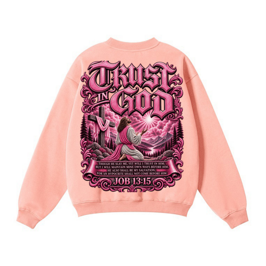 345GSM Women’s Solid-Color Crew Neck  Relaxed Fit Sweatshirt Pink