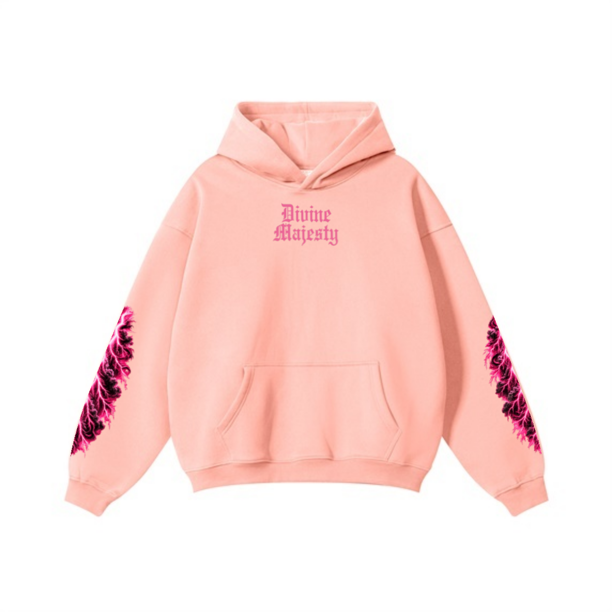 345GSM Women's Heavyweight Solid-Color Hoodie Pink