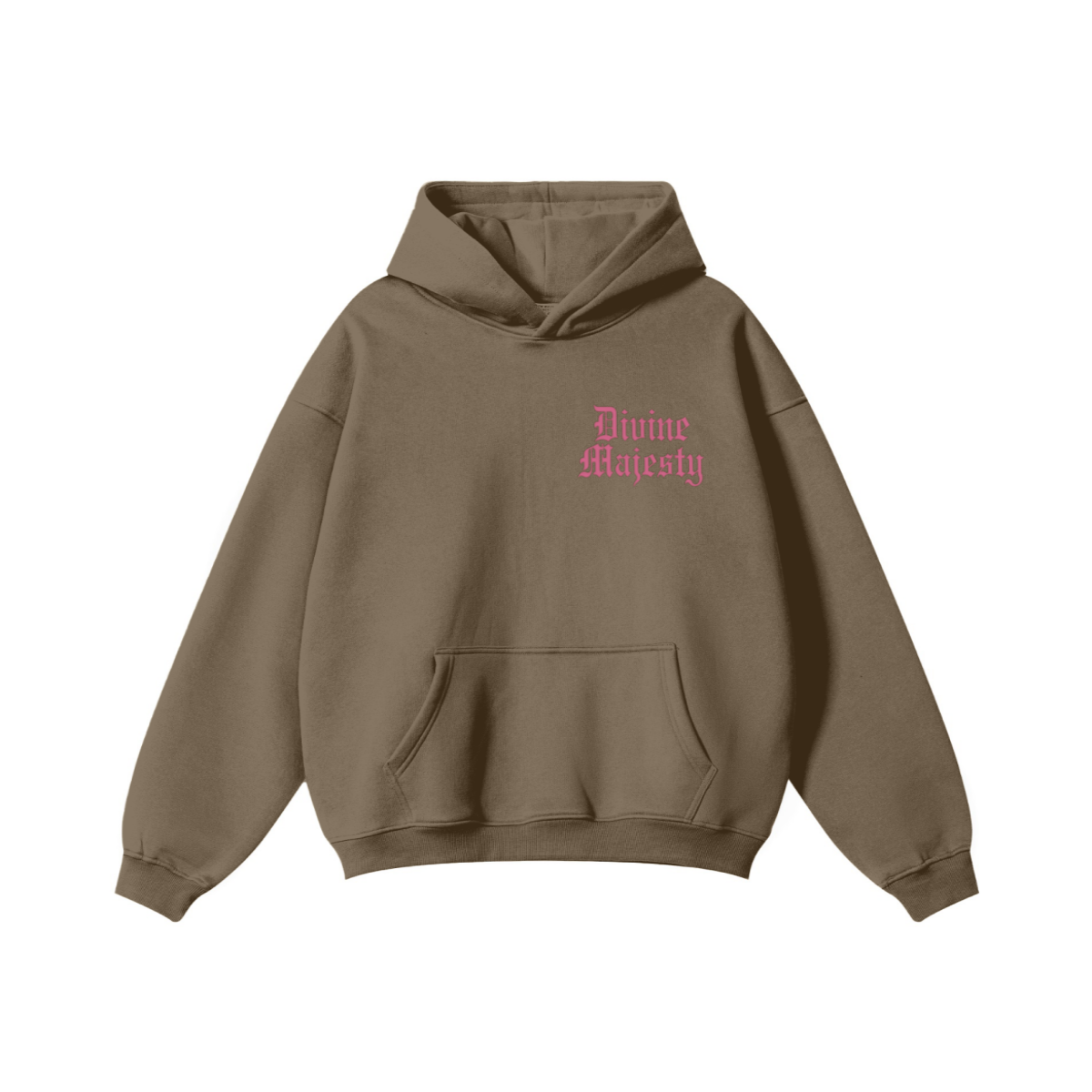 345GSM Women's Heavyweight Solid-Color Hoodie Brown