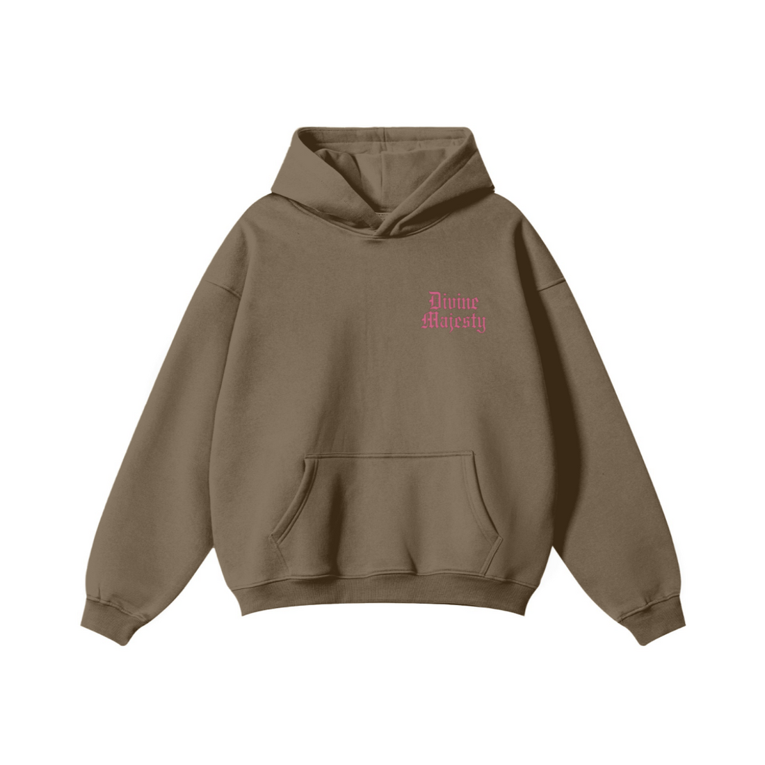 345GSM Women's Heavyweight Solid-Color Hoodie Brown