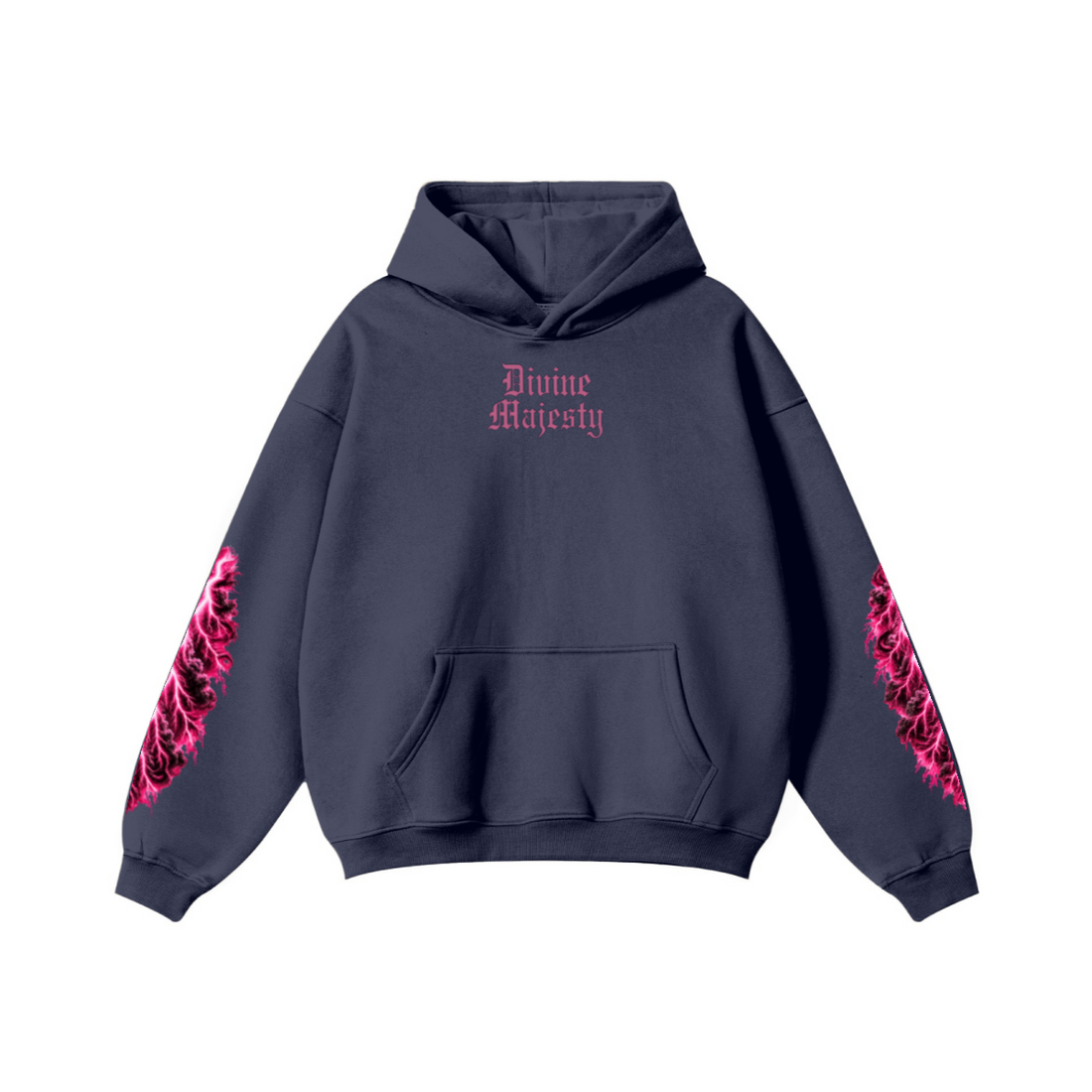 345GSM Women's Heavyweight Solid-Color Hoodie Navy Blue