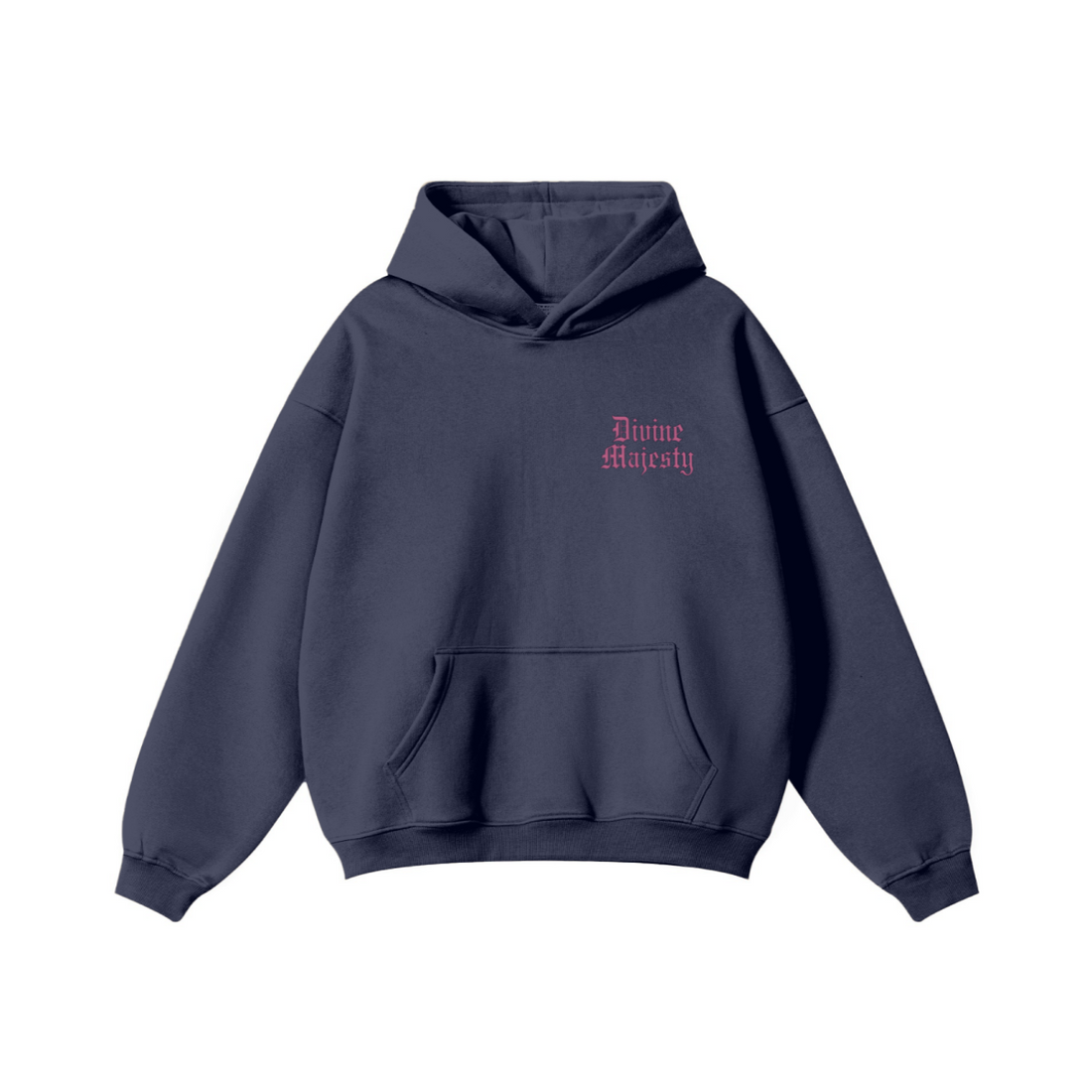 345GSM Women's Heavyweight Solid-Color Hoodie Navy Blue