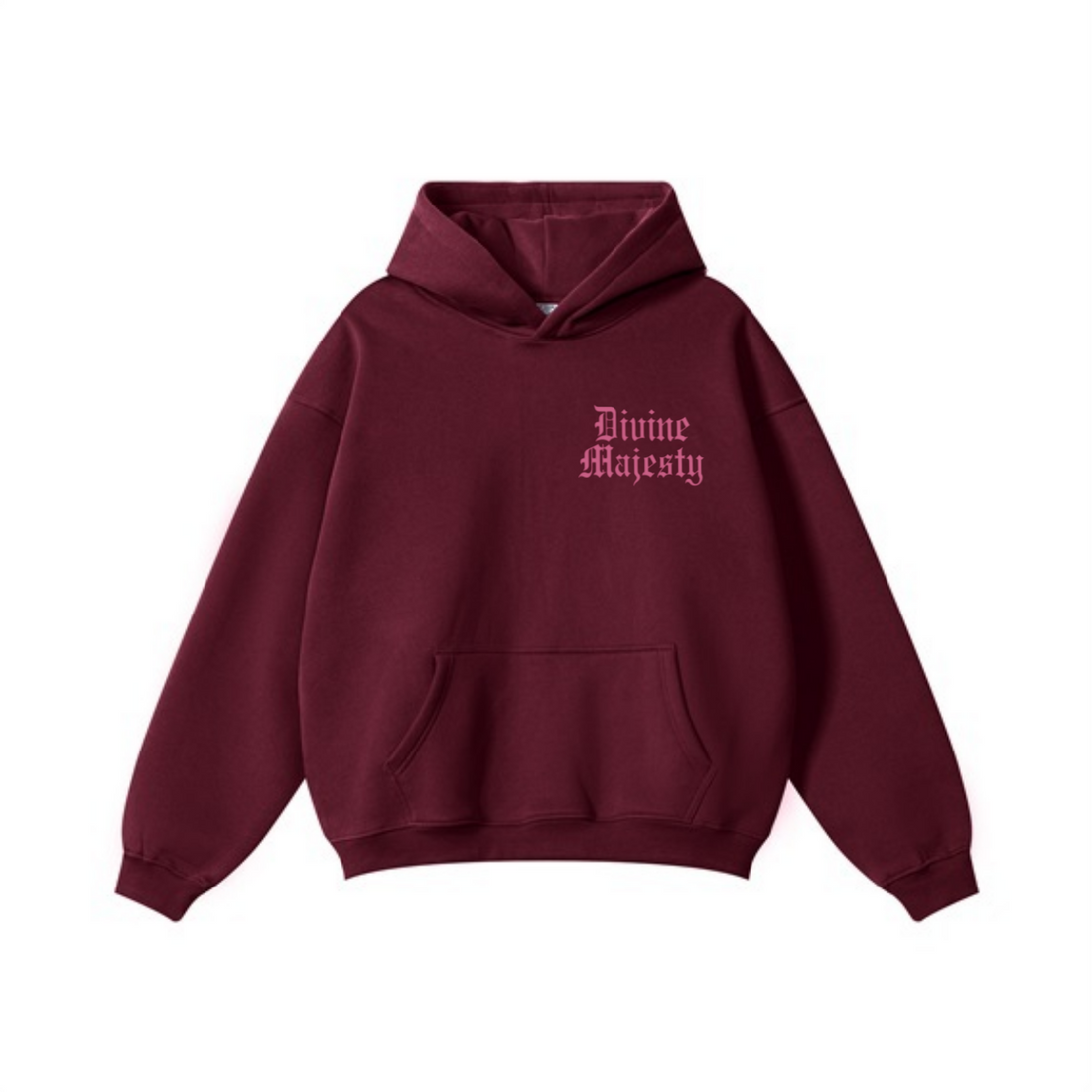 345GSM Women's Heavyweight Solid-Color Hoodie Dark Red