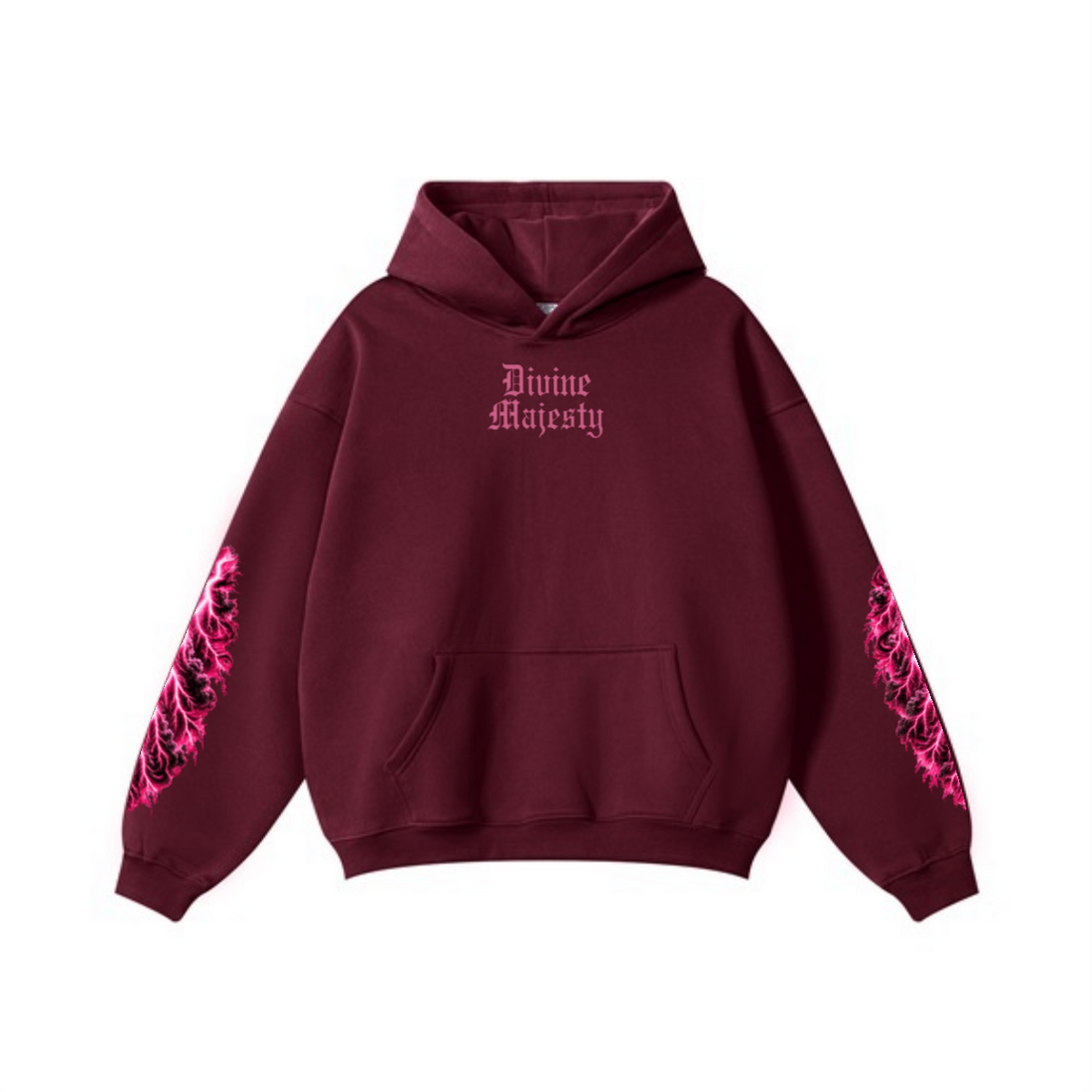 345GSM Women's Heavyweight Solid-Color Hoodie Dark Red